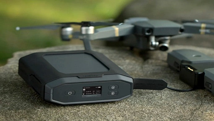 Omni power bank charging a drone