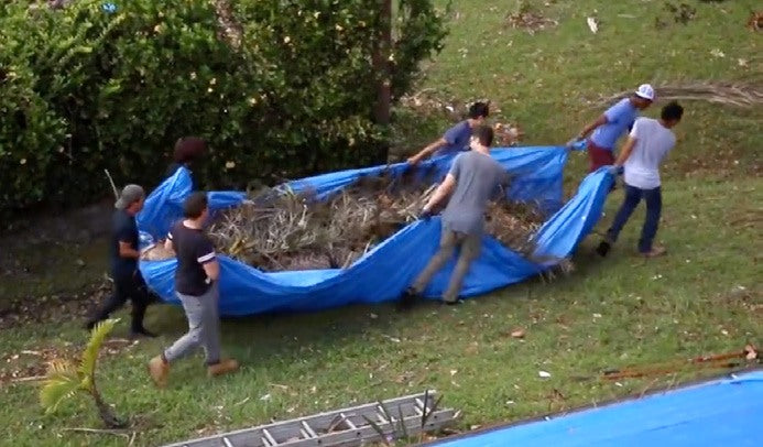 Students clearing debris after Hurricane Ian