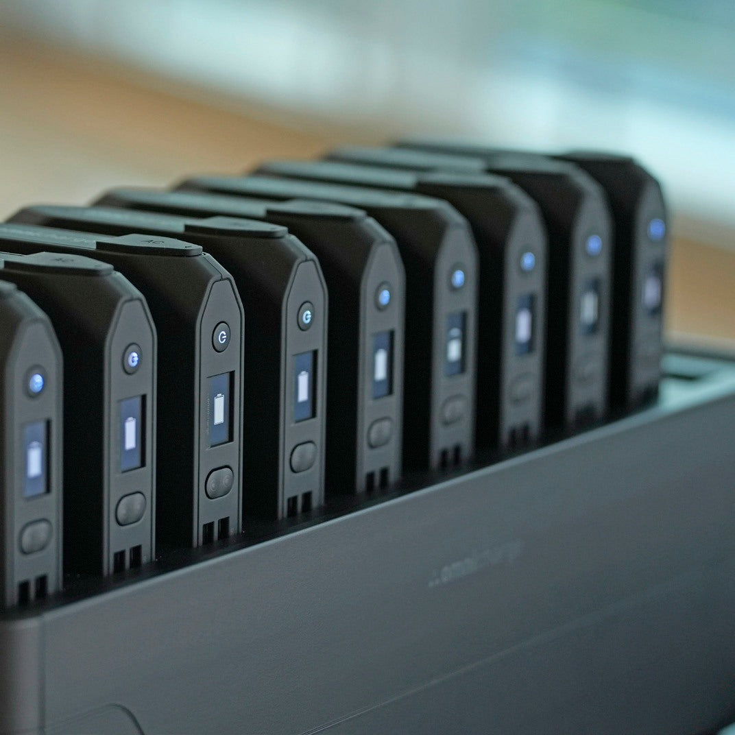 Row of power banks in an Omnicharge Power Station